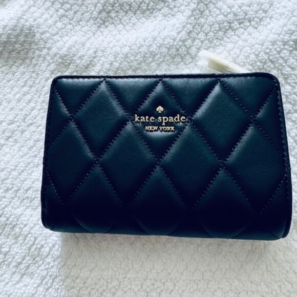 kate spade Handbags - NWT Kate Spade Carey Medium Bifold Wallet Black Quilted Leather $229